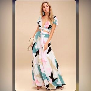 Daydreaming White Print Two-Piece Maxi Dress
